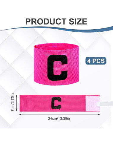 4 Brazaletes de Capitán Rosa SynHHergyx para Fútbol y Baloncesto