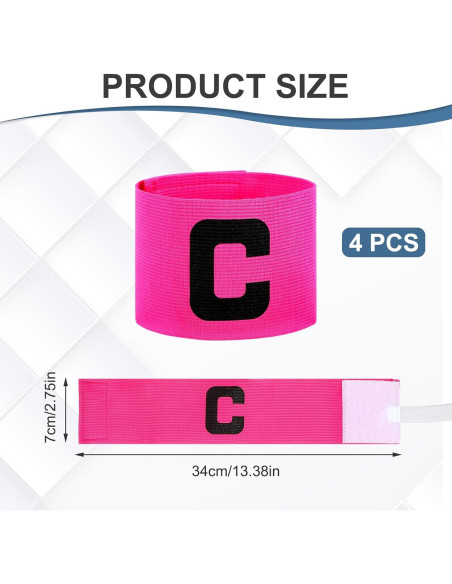 4 Brazaletes de Capitán Rosa SynHHergyx para Fútbol y Baloncesto