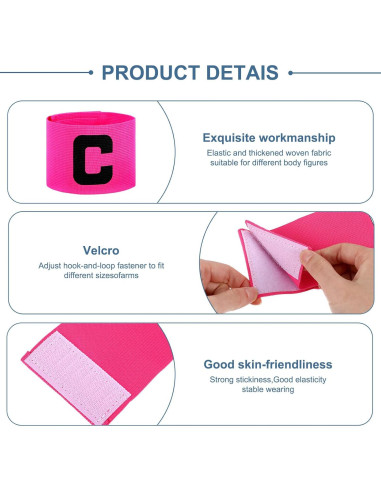 4 Brazaletes de Capitán Rosa SynHHergyx para Fútbol y Baloncesto