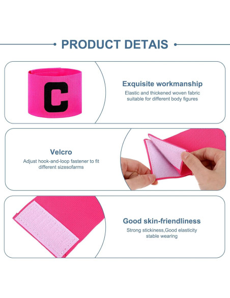 4 Brazaletes de Capitán Rosa SynHHergyx para Fútbol y Baloncesto