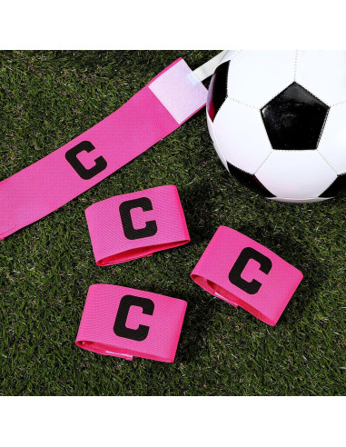 4 Brazaletes de Capitán Rosa SynHHergyx para Fútbol y Baloncesto