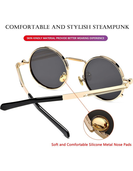 Gafas de sol redondas AIEYEZO oro espejo 50mm UV 100%