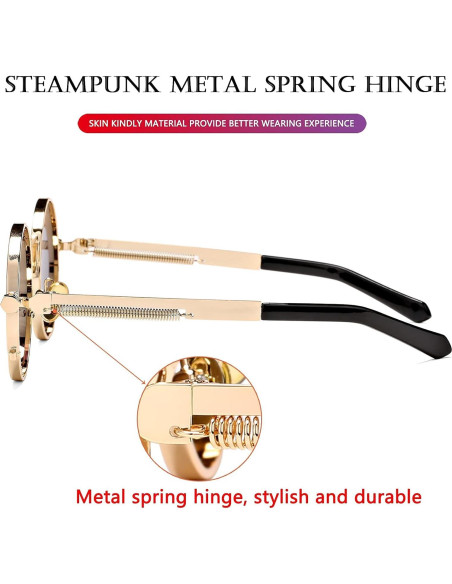 Gafas de sol redondas AIEYEZO oro espejo 50mm UV 100%