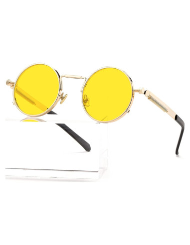 Gafas de sol redondas AIEYEZO steampunk con marco metálico