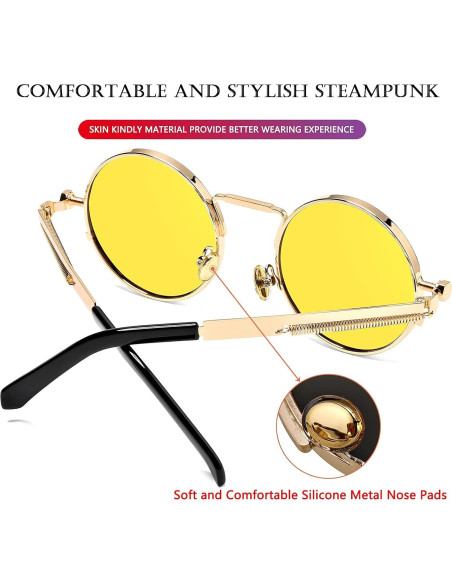 Gafas de sol redondas AIEYEZO steampunk con marco metálico