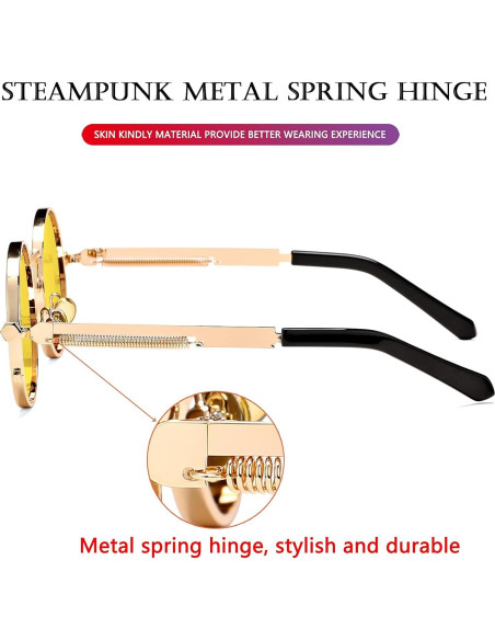 Gafas de sol redondas AIEYEZO steampunk con marco metálico