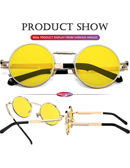 Gafas de sol redondas AIEYEZO steampunk con marco metálico