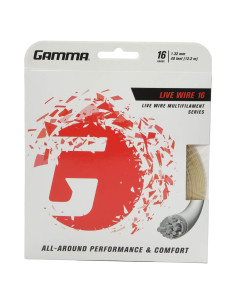 Cuerda de Tenis GAMMA Live Wire 16 Calibre Nylon Natural 12.19m