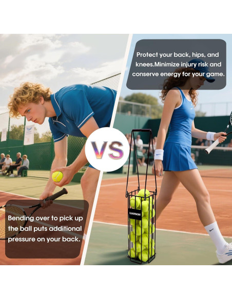 Cesta de Pelotas de Tenis LIASTRON Metal Portátil 76 cm