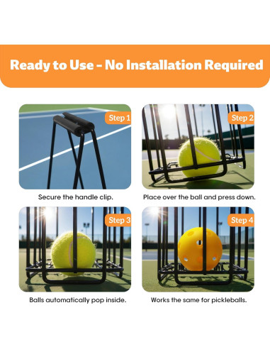 Cesta de Pelotas de Tenis LIASTRON Metal Portátil 76 cm