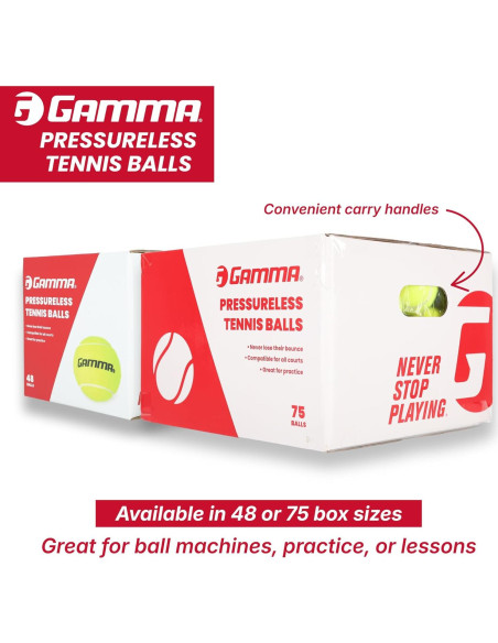 Caja de pelotas de tenis sin presión GAMMA - 75 unidades