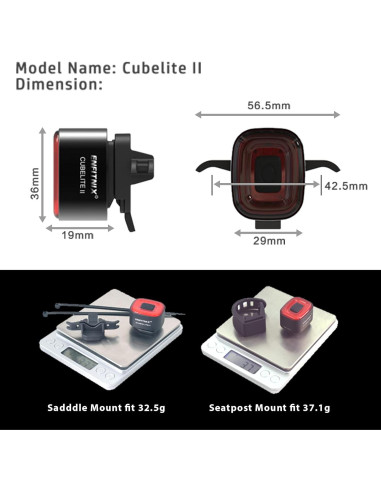Luz Inteligente Trasera ENFITNIX CUBELITE II Recargable USB