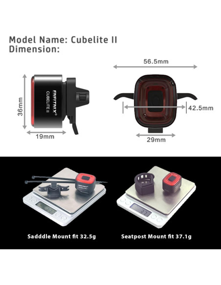 Luz Inteligente Trasera ENFITNIX CUBELITE II Recargable USB