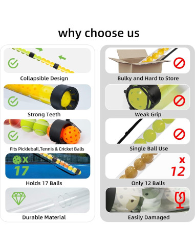 Recogedor de Pelotas Plegable KPOCKED para Pickleball y Tenis