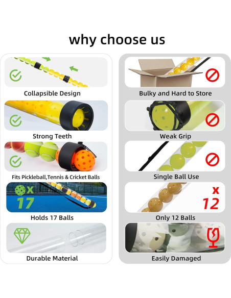 Recogedor de Pelotas Plegable KPOCKED para Pickleball y Tenis