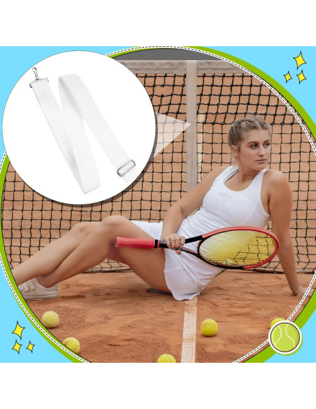 Correa de Red de Tenis Ajustable Cindeer 99x5cm Blanca - 2 Piezas