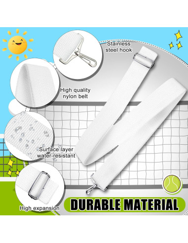 Correa de Red de Tenis Ajustable Cindeer 99x5cm Blanca - 2 Piezas