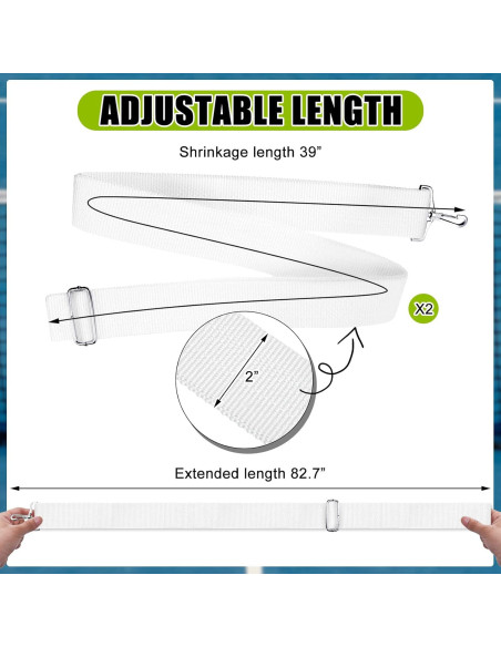 Correa de Red de Tenis Ajustable Cindeer 99x5cm Blanca - 2 Piezas