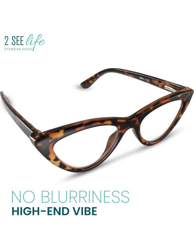 Gafas de lectura de ojo de gato 4.0 Carey para mujeres