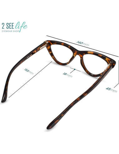 Gafas de lectura de ojo de gato 4.0 Carey para mujeres