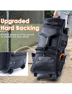 Bolsa de béisbol rodante VIGEGARI con ruedas para 4 bates 2