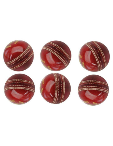 Pelotas de Cricket Suave AnNafi Rojo Cosidas a Mano 6 Unidades