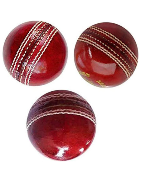 Pelotas de Cricket Suave AnNafi Rojo Cosidas a Mano 6 Unidades
