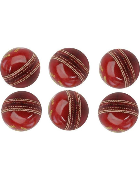 Pelotas de Cricket Suave AnNafi Rojo Cosidas a Mano 6 Unidades