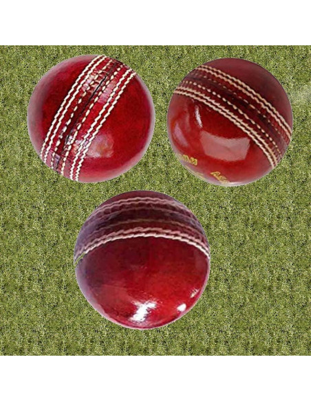 Pelotas de Cricket Suave AnNafi Rojo Cosidas a Mano 6 Unidades