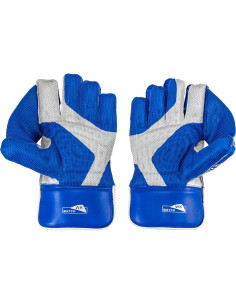 Guantes de Wicket Keeping SS Match - Cuero Real - Talla Única - Azul/Blanco 2