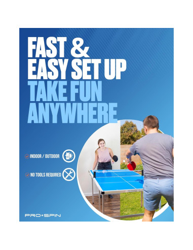 Mesa de Ping Pong Compacta PRO-SPIN 182.88x104.14 cm Plegable