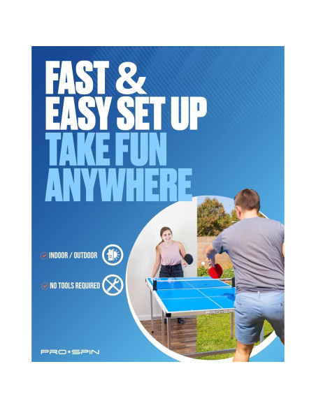 Mesa de Ping Pong Compacta PRO-SPIN 182.88x104.14 cm Plegable