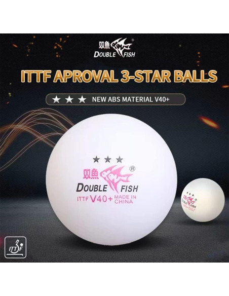 Pelotas de Ping Pong DOUBLE FISH 3 Estrellas 40mm ABS - 6 Pcs