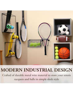 Cesta de Almacenamiento de Raquetas y Pelotas MyGift Metal 2