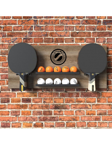 Estante de Pared para Ping Pong STIGA - Soporta 6 Raquetas y 10 Pelotas