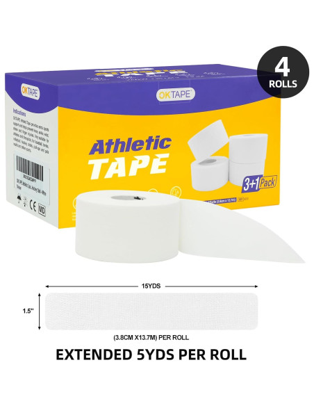 Cinta Atlética CINTA OK Negra 3.81cm x 13.72m - 4 Rollos