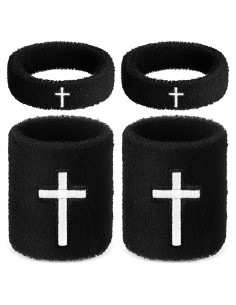 Soulchen Bandas de Bíceps y Muñequera Sudor Negro 4 Pcs