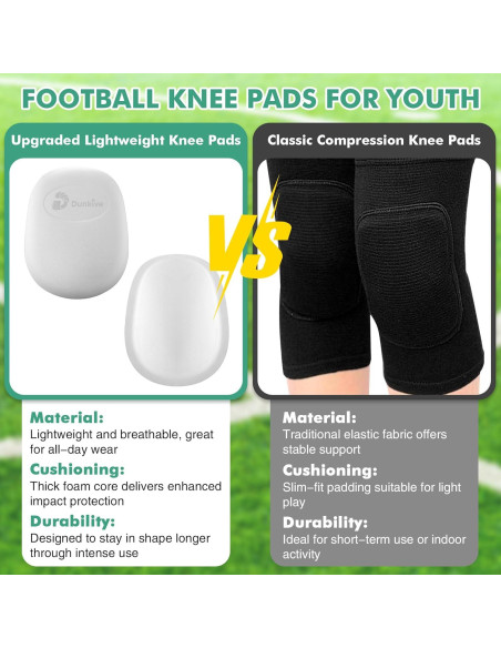 Rodilleras de Fútbol HooLing para Jóvenes - 4 Pcs Ultra Livianas