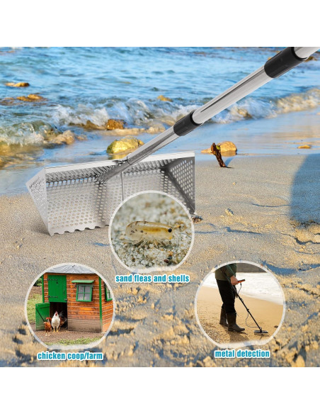 Rastrillo de Pulgas de Arena AugFir 16" Acero Inoxidable 144.78 cm