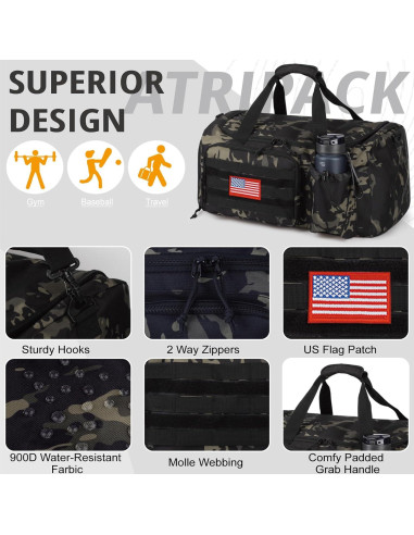 Bolsa de Gimnasio Táctica ATRIPACK 40L con Compartimentos