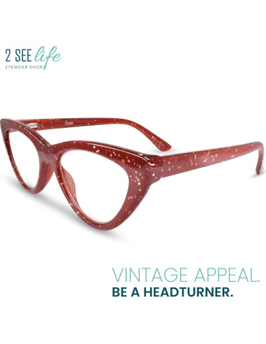Gafas de lectura Cat Eye 5.0 Brillo Rojo Rubí 2SeeLife