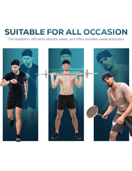 Cinta para la cabeza Relix Sports absorbente de sudor - Paquete de 5