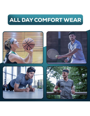 Cinta para la cabeza Relix Sports absorbente de sudor - Paquete de 5