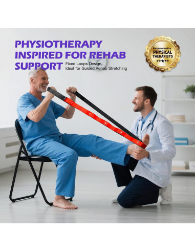 Correa de Estiramiento ROSAPOAR 200 cm con 10 Lazos para Yoga