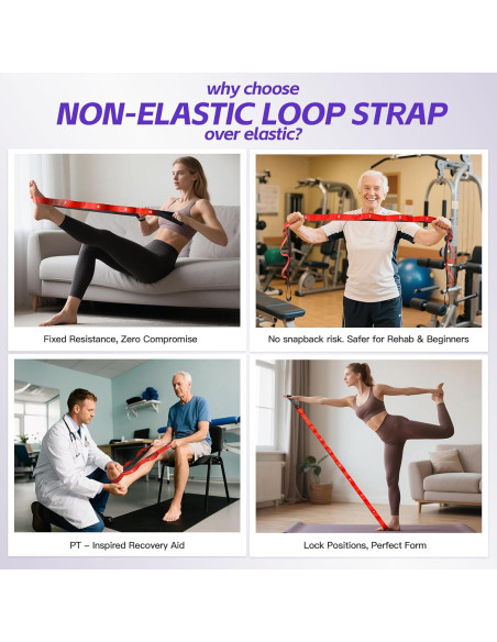 Correa de Estiramiento ROSAPOAR 200 cm con 10 Lazos para Yoga