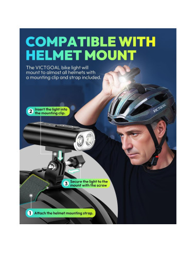 Luz Frontal para Casco VICTGOAL 800 Lúmenes Recargable