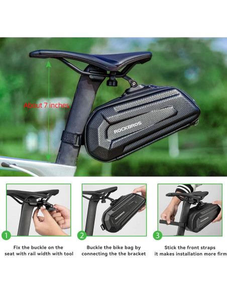 Bolsa de Sillín ROCKBROS 1.7L Dura Reflectante para Bicicleta