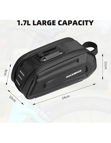 Bolsa de Sillín ROCKBROS 1.7L Dura Reflectante para Bicicleta