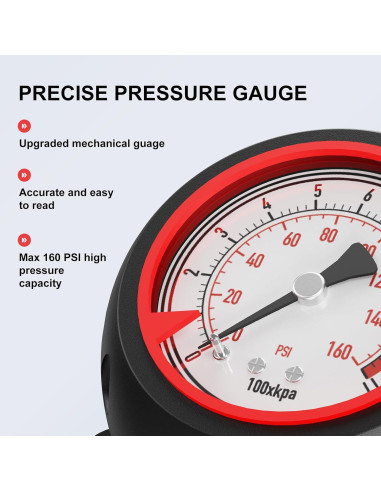 Bomba de Bicicleta ATVEE 63.5 cm 11 Bar Válvula Presta y Schrader