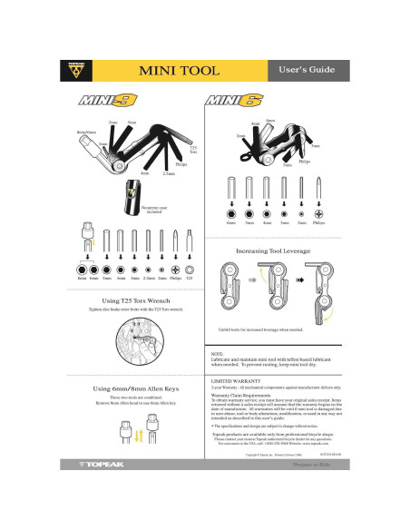 Multi-Herramienta Topeak Mini 9 - 9 Funciones, 92 g